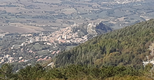 Looking down on Assisi from the top of Mount Subasio